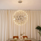 Spark Ball Pendant Light, Stainless Steel Sphere, Warm White LED