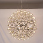 Spark Ball Pendant Light, Stainless Steel Sphere, Warm White LED