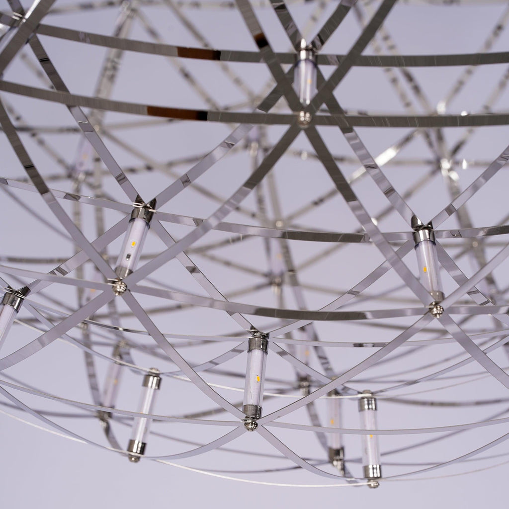 Spark Ball Pendant Light, Stainless Steel Sphere, Warm White LED