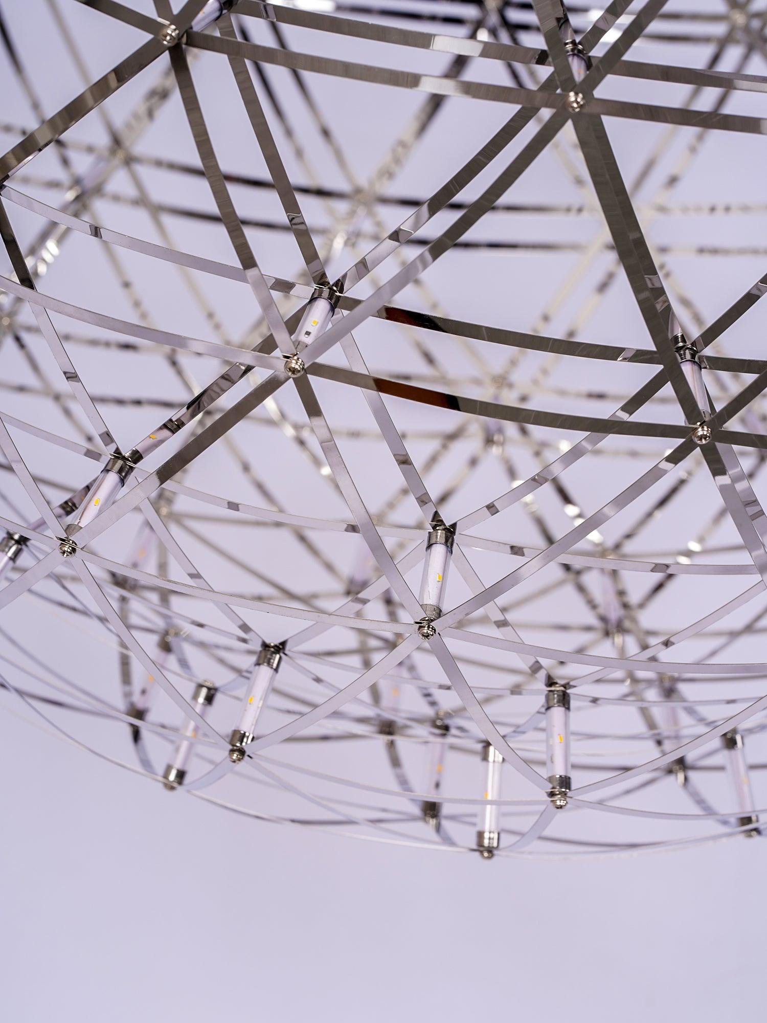 Spark Ball Pendant Light, Stainless Steel Sphere, Warm White LED