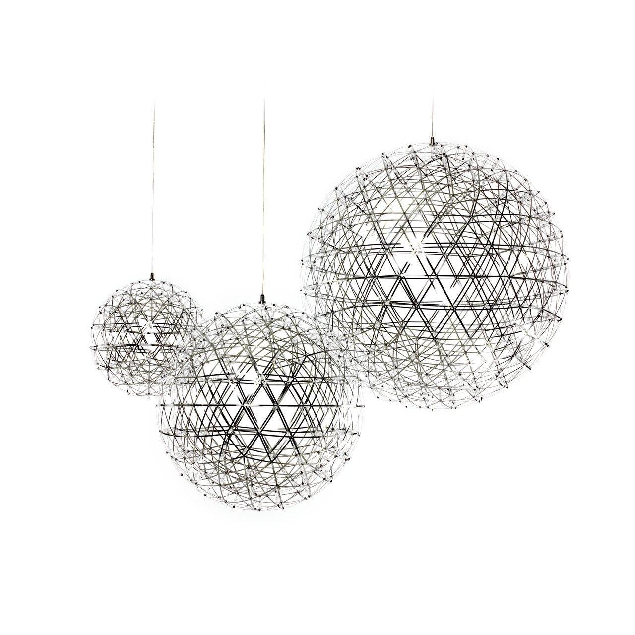 Spark Ball Pendant Light, Stainless Steel Sphere, Warm White LED