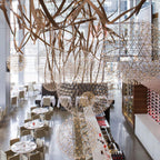Spark Ball Pendant Light, Stainless Steel Sphere, Warm White LED