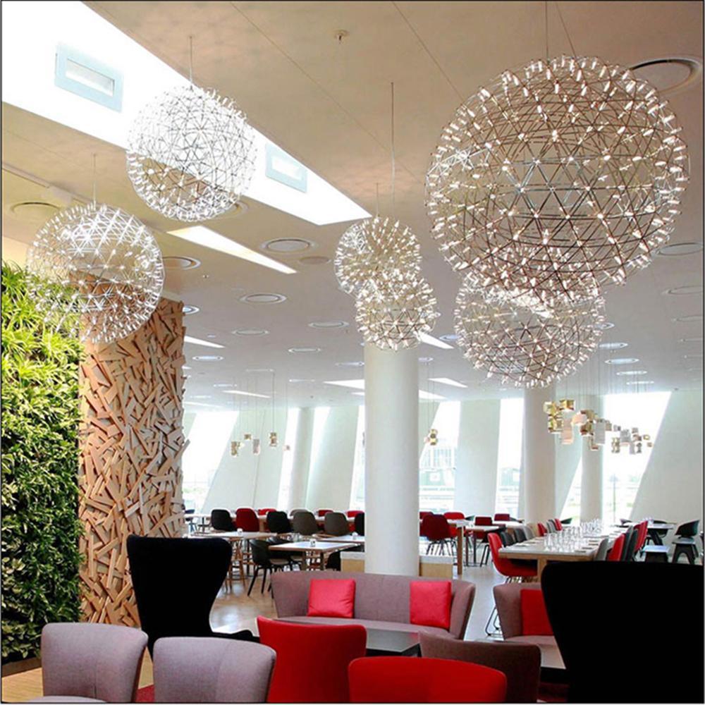 Spark Ball Pendant Light, Stainless Steel Sphere, Warm White LED