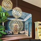 Spark Ball Pendant Light, Stainless Steel Sphere, Warm White LED