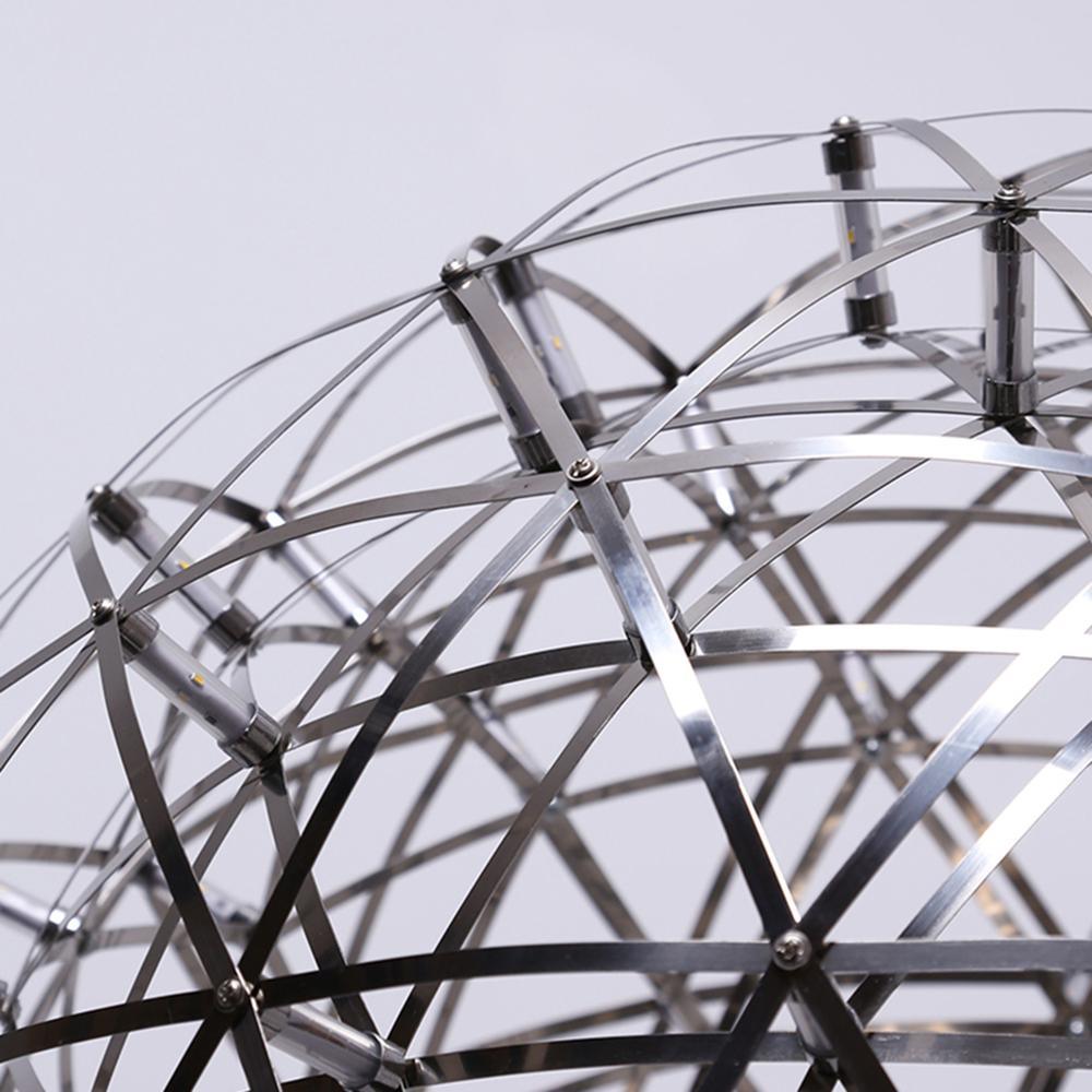 Spark Ball Pendant Light, Stainless Steel Sphere, Warm White LED