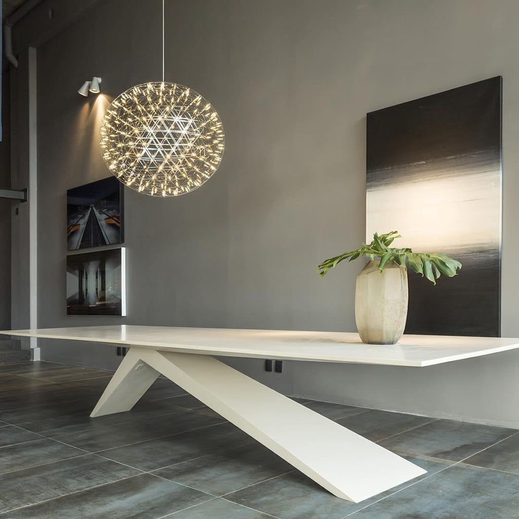 Spark Ball Pendant Light, Stainless Steel Sphere, Warm White LED