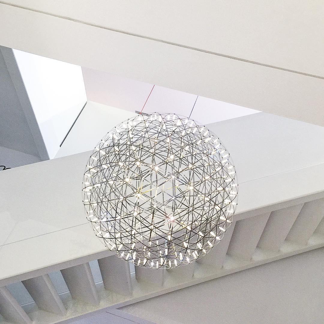 Spark Ball Pendant Light, Stainless Steel Sphere, Warm White LED