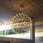 Spark Ball Pendant Light, Stainless Steel Sphere, Warm White LED