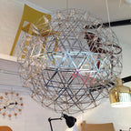 Spark Ball Pendant Light, Stainless Steel Sphere, Warm White LED