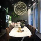 Spark Ball Pendant Light, Stainless Steel Sphere, Warm White LED