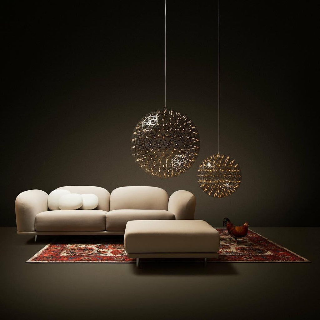 Spark Ball Pendant Light, Stainless Steel Sphere, Warm White LED
