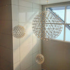 Spark Ball Pendant Light, Stainless Steel Sphere, Warm White LED