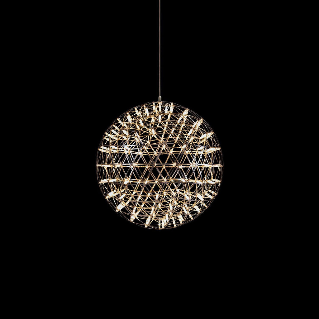 Spark Ball Pendant Light, Stainless Steel Sphere, Warm White LED