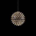 Spark Ball Pendant Light, Stainless Steel Sphere, Warm White LED