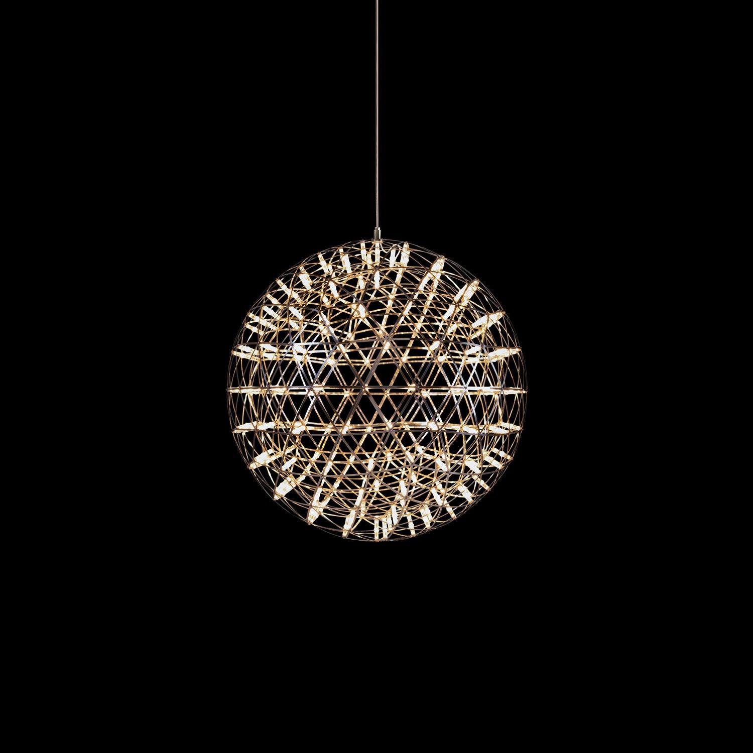 Spark Ball Pendant Light, Stainless Steel Sphere, Warm White LED