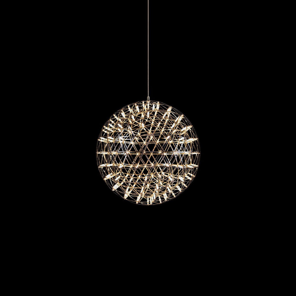 Spark Ball Pendant Light, Stainless Steel Sphere, Warm White LED