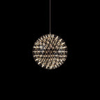Spark Ball Pendant Light, Stainless Steel Sphere, Warm White LED