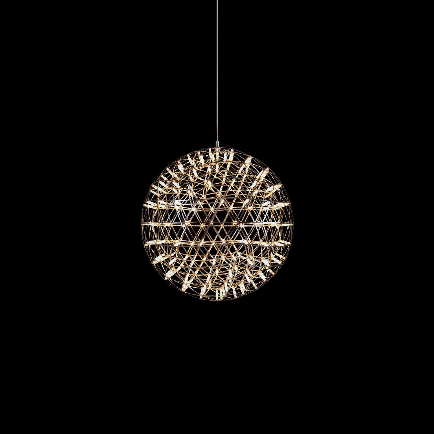 Spark Ball Pendant Light, Stainless Steel Sphere, Warm White LED