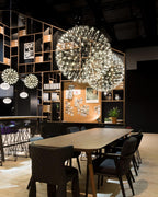 Spark Ball Pendant Light, Stainless Steel Sphere, Warm White LED