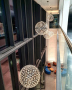 Spark Ball Pendant Light, Stainless Steel Sphere, Warm White LED