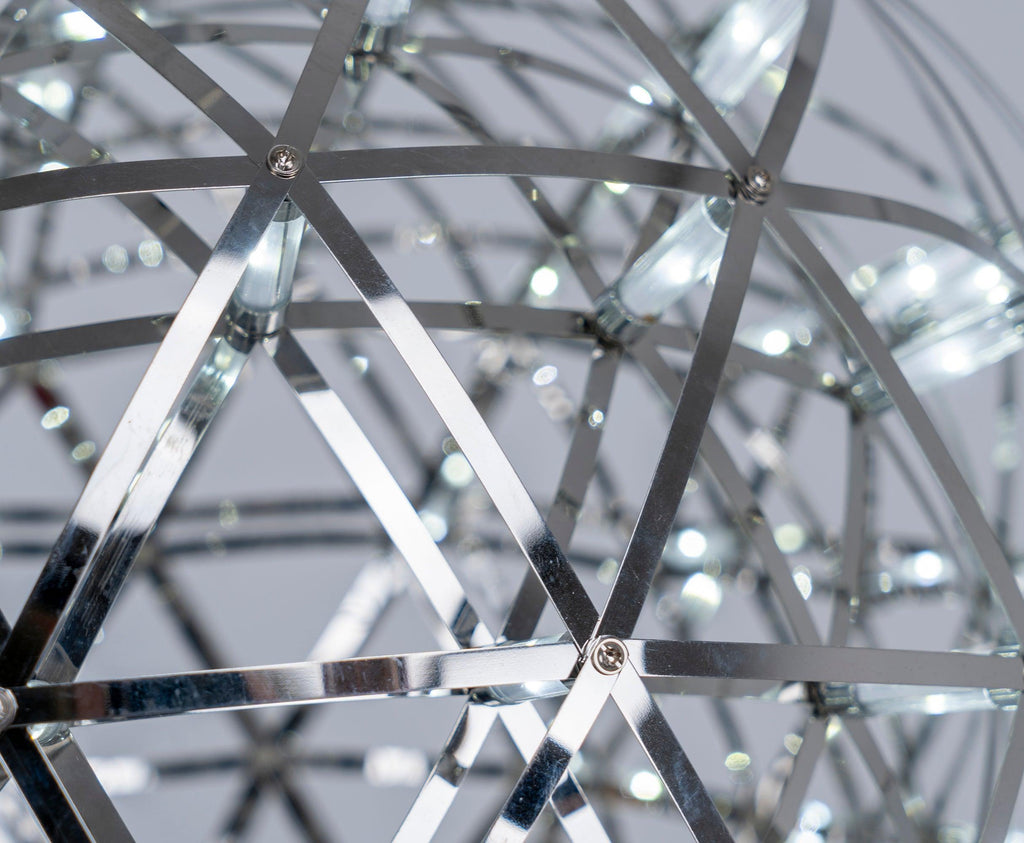 Spark Ball Pendant Light, Stainless Steel Sphere, Warm White LED