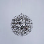 Spark Ball Pendant Light, Stainless Steel Sphere, Warm White LED