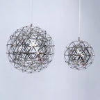 Spark Ball Pendant Light, Stainless Steel Sphere, Warm White LED