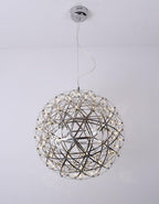 Spark Ball Pendant Light, Stainless Steel Sphere, Warm White LED
