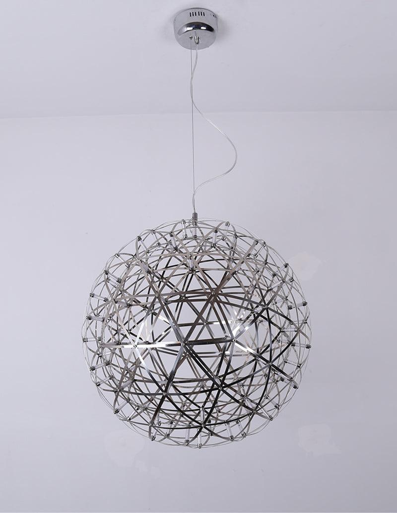 Spark Ball Pendant Light, Stainless Steel Sphere, Warm White LED
