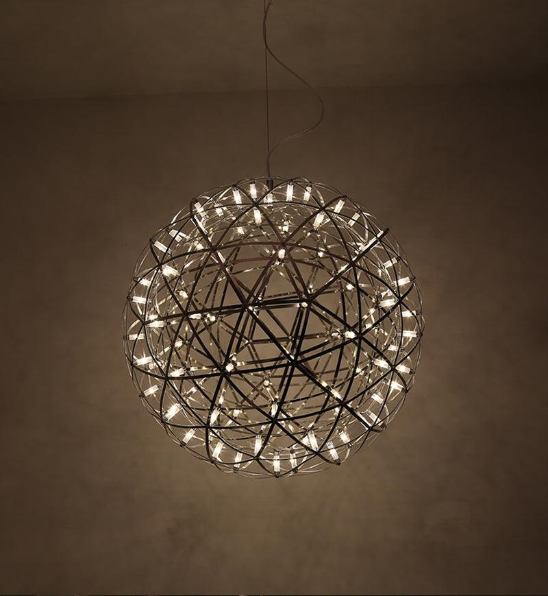 Spark Ball Pendant Light, Stainless Steel Sphere, Warm White LED