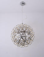 Spark Ball Pendant Light, Stainless Steel Sphere, Warm White LED