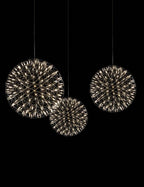 Spark Ball Pendant Light, Stainless Steel Sphere, Warm White LED