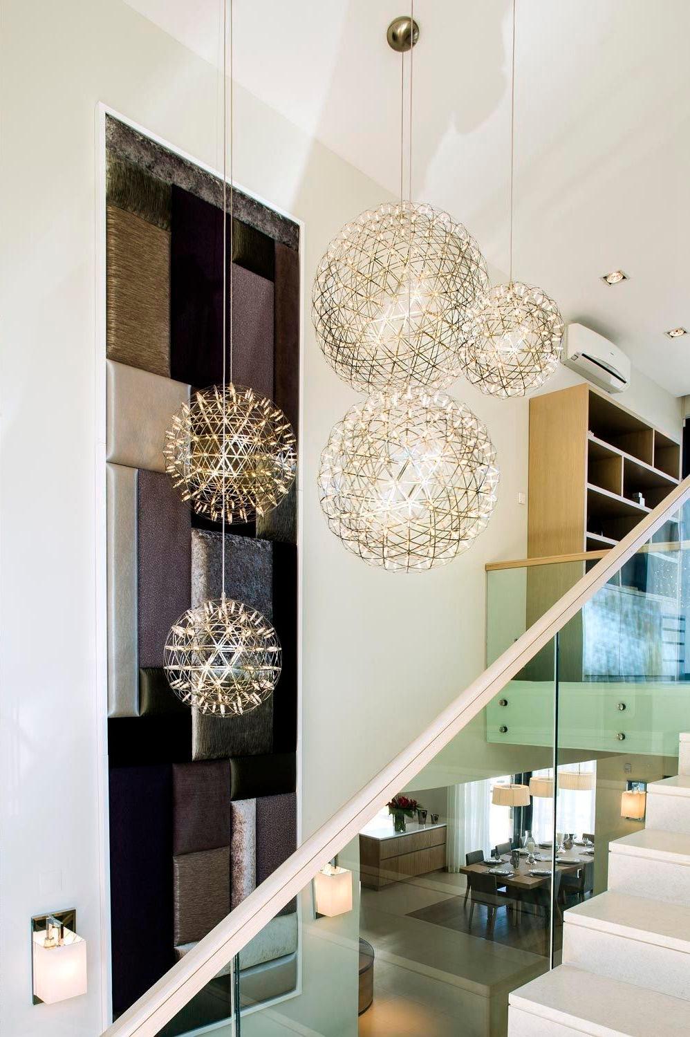 Spark Ball Pendant Light, Stainless Steel Sphere, Warm White LED