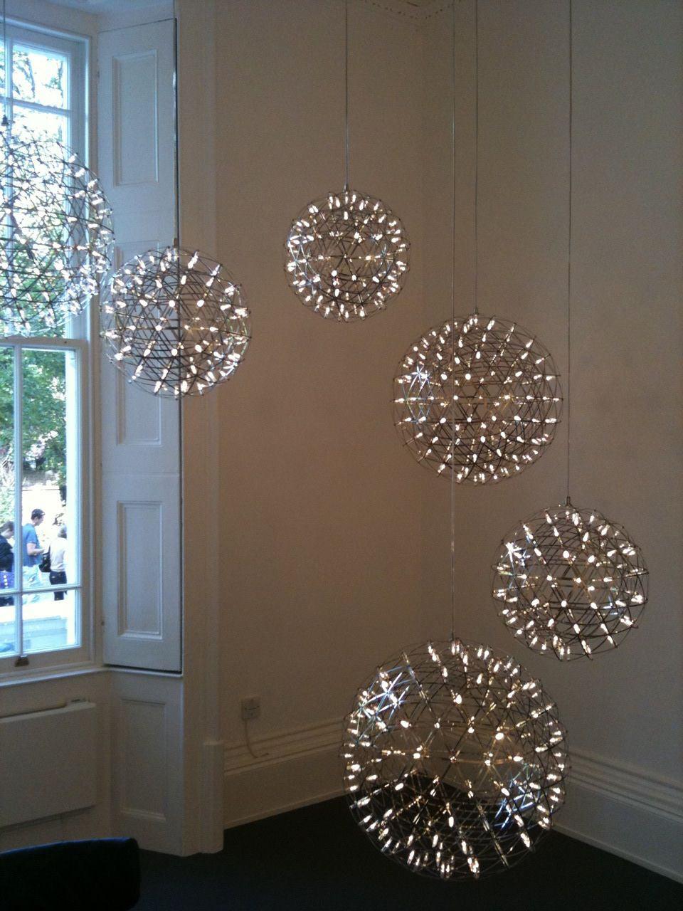 Spark Ball Pendant Light, Stainless Steel Sphere, Warm White LED