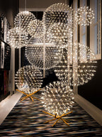 Spark Ball Pendant Light, Stainless Steel Sphere, Warm White LED