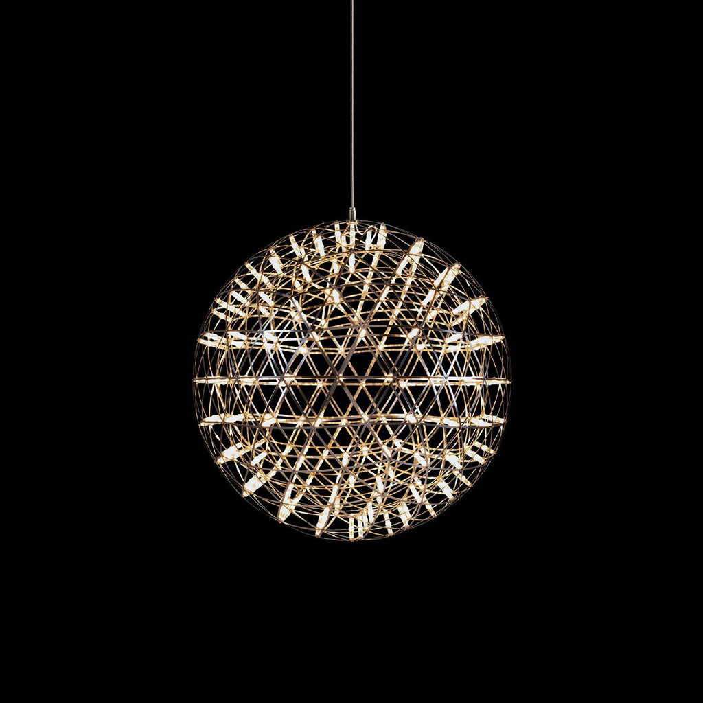 Spark Ball Pendant Light, Stainless Steel Sphere, Warm White LED