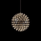 Spark Ball Pendant Light, Stainless Steel Sphere, Warm White LED