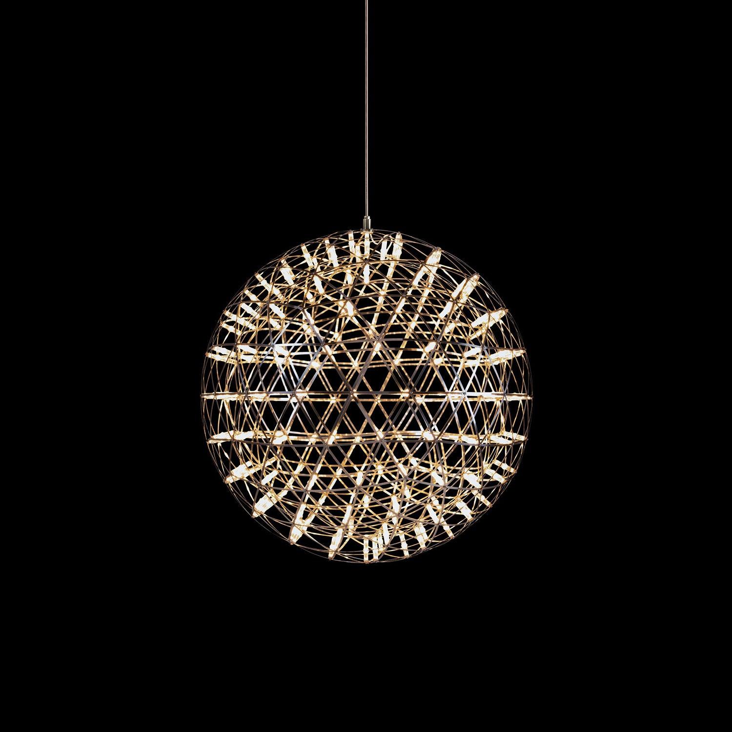 Spark Ball Pendant Light, Stainless Steel Sphere, Warm White LED