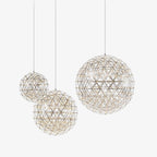 Spark Ball Pendant Light, Stainless Steel Sphere, Warm White LED