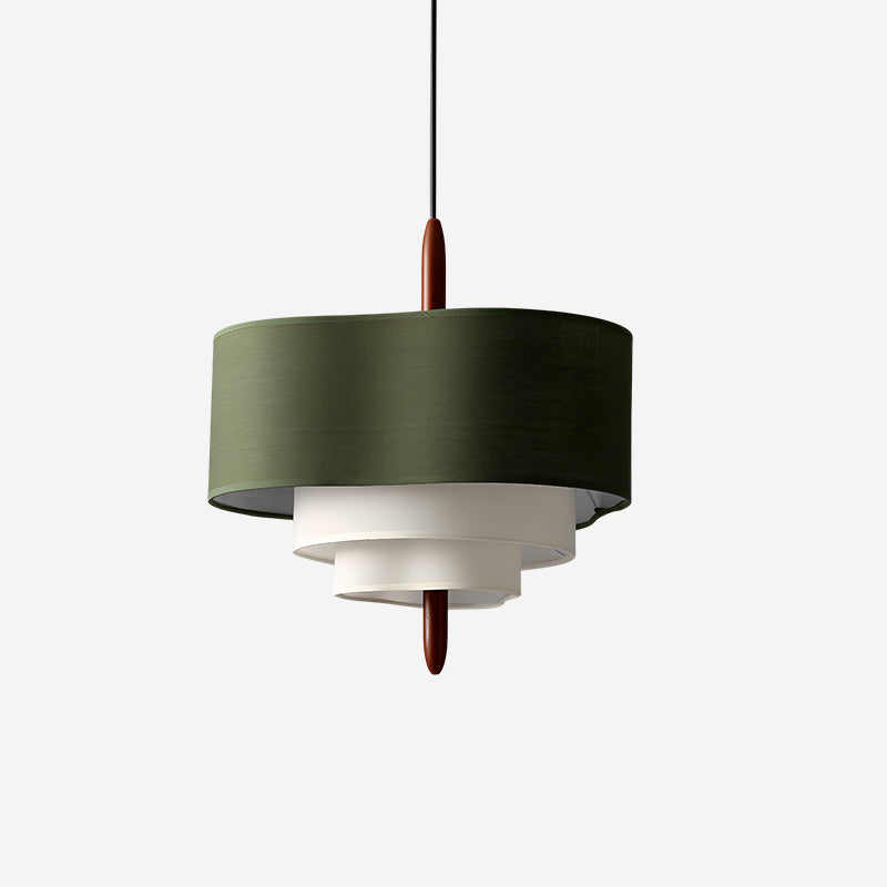 Ophel Fabric Pendant Light in Green, Adjustable Wire, Two Sizes