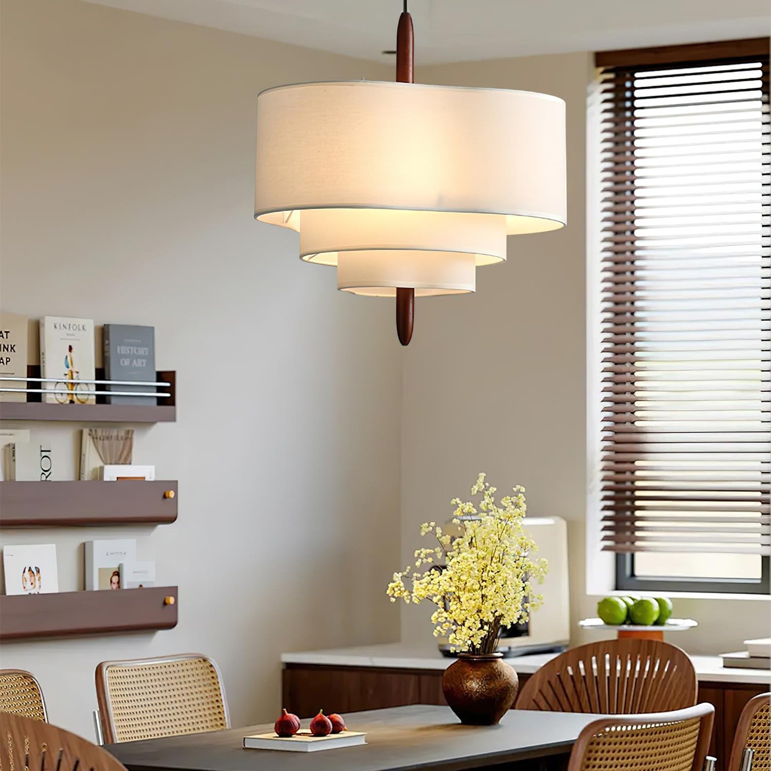 Ophel Fabric Pendant Light in Green, Adjustable Wire, Two Sizes