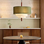 Ophel Fabric Pendant Light in Green, Adjustable Wire, Two Sizes