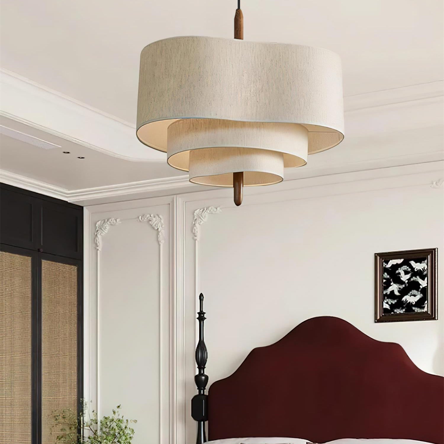Ophel Fabric Pendant Light in Green, Adjustable Wire, Two Sizes