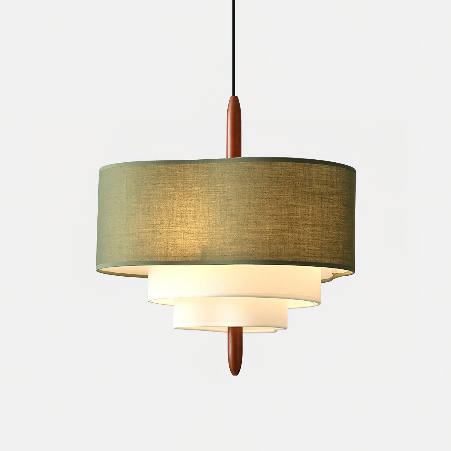 Ophel Fabric Pendant Light in Green, Adjustable Wire, Two Sizes