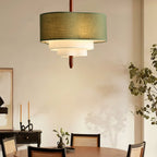Ophel Fabric Pendant Light in Green, Adjustable Wire, Two Sizes