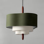 Ophel Fabric Pendant Light in Green, Adjustable Wire, Two Sizes