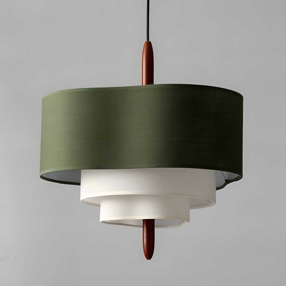 Ophel Fabric Pendant Light in Green, Adjustable Wire, Two Sizes