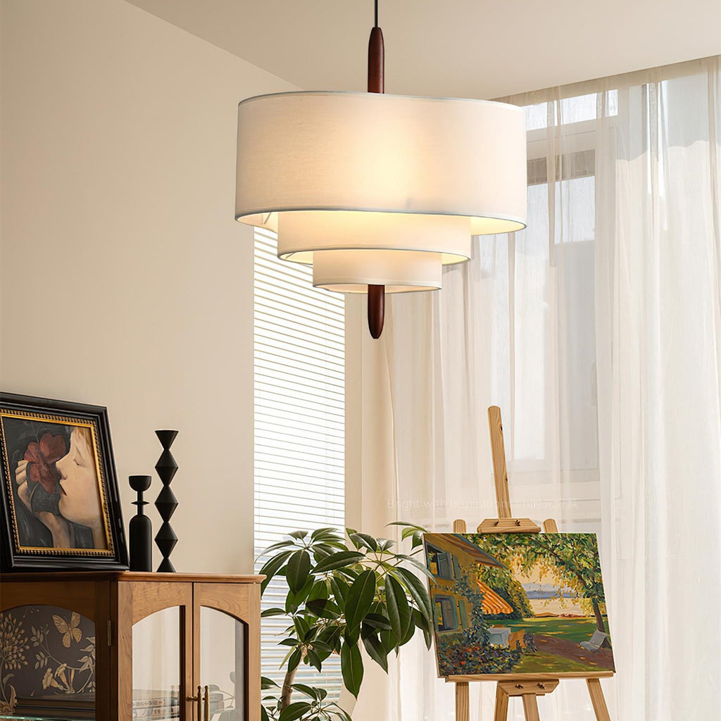 Ophel Fabric Pendant Light in Green, Adjustable Wire, Two Sizes