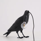 Bordlampe, ravn i harpiks, E14 Edison-pære, hvid eller sort