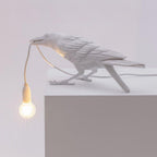 Bordlampe, ravn i harpiks, E14 Edison-pære, hvid eller sort